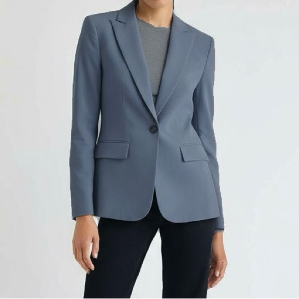 BCBGMAXAZRIA Blue Stone Wool Martine Light Blazer Fitted Jacket Suit S
